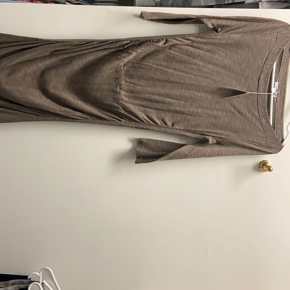 James Perse 3/4 sleeve striped cotton dress